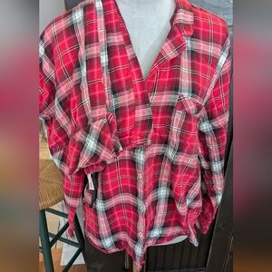 Victoria's Secret Red and Black Plaid Shirt